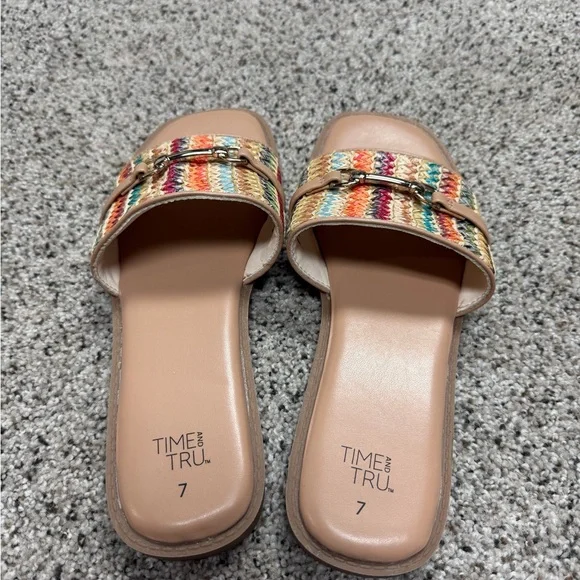 Time and Tru Multicolor Woven Slide Sandals - Picture 3 of 4